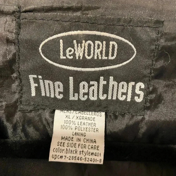 LeWorld Fine Leathers Men’s 100% Black Leather Stitched Patchwork Jacket Size XL - Picture 8 of 12